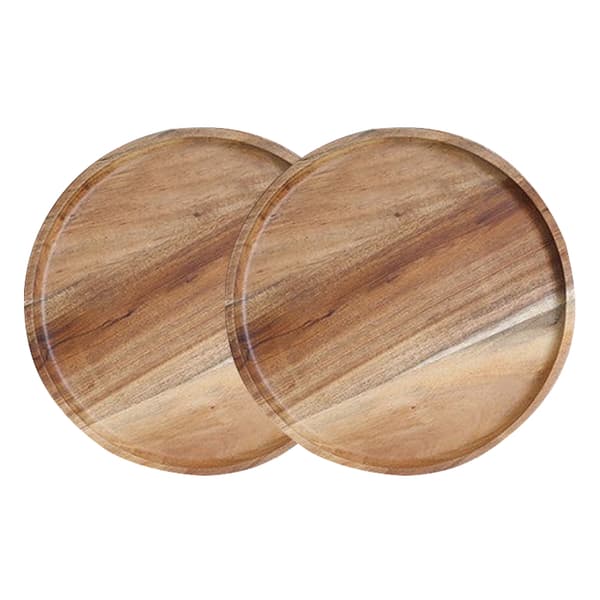 2 st middagstallrikar i trä - diameter 15 cm