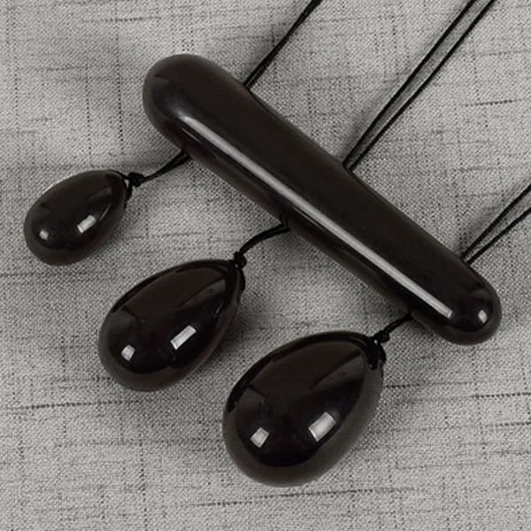4-delat Jade Vulva Äggset - Obsidian