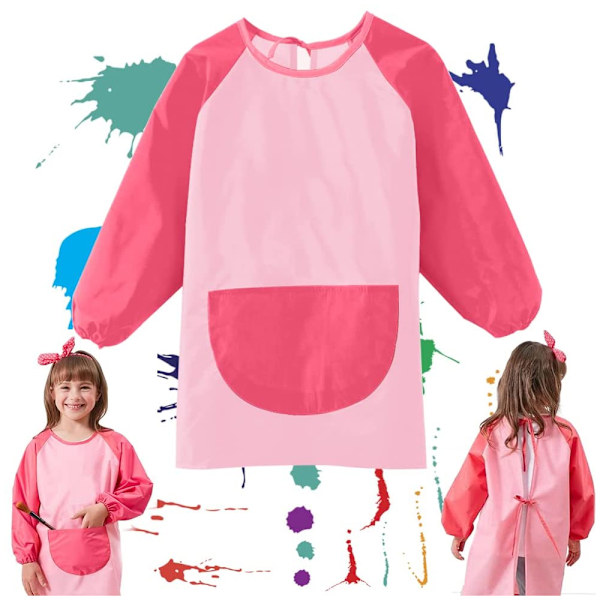 Vattentätt målarförkläde med lång ärm - Rosa Blank Medium