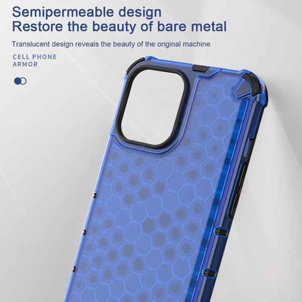 Honeycomb Apple-telefonfodral-iPhone13-genomskinlig blå