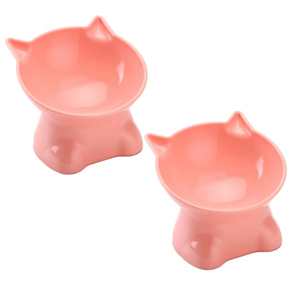 2st högbent kattskål-rosa*2