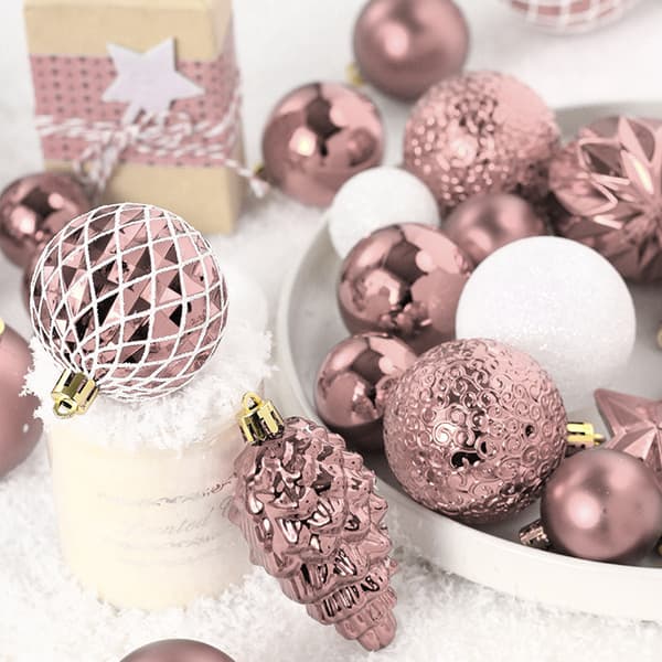 65 malede julekugler - pink