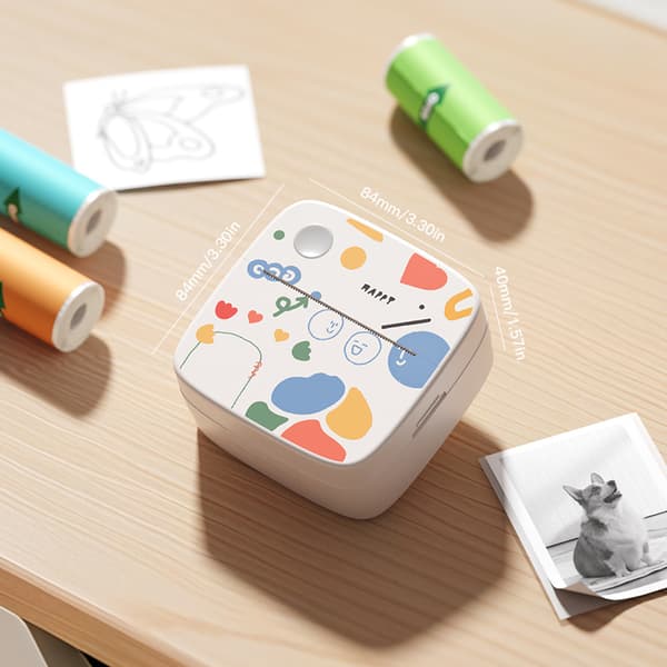 Mini Hjemme Etiketprinter - Blækløs Termisk Udskrivning til Logoer, Gaver og Stregkoder