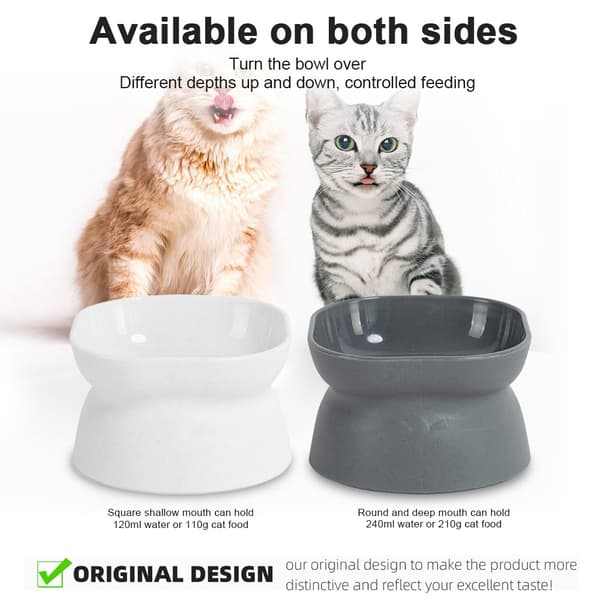 2-pack kattmatskål - Modern skål 2-pack (vit + grå)