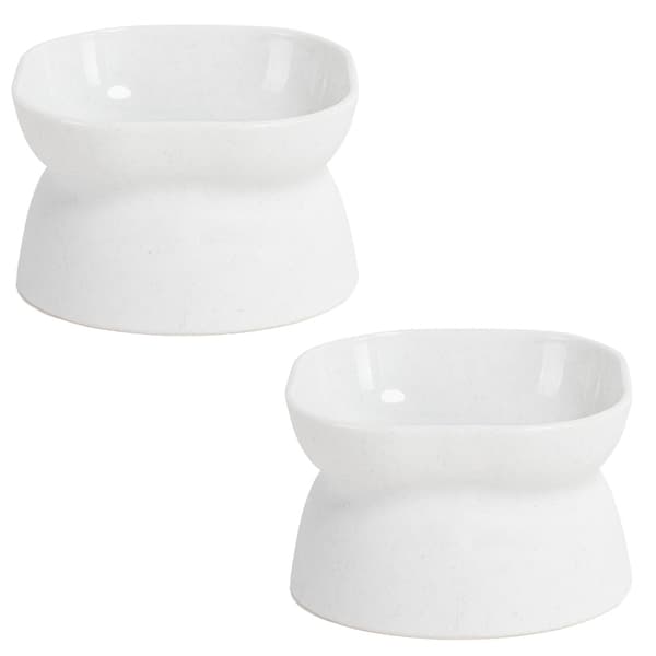 2-pack kattmatskålar - Moderna skålar 2-pack (vit + vit)