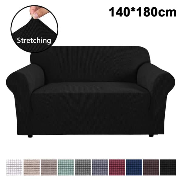 140*180cm stræk sofabetræk - ternet børstet sort