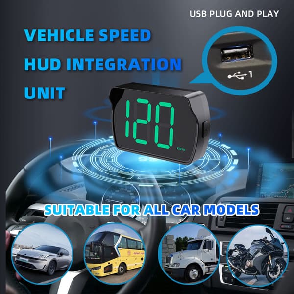 Universell HUD (Head-Up Display) med GPS-speedometer 1