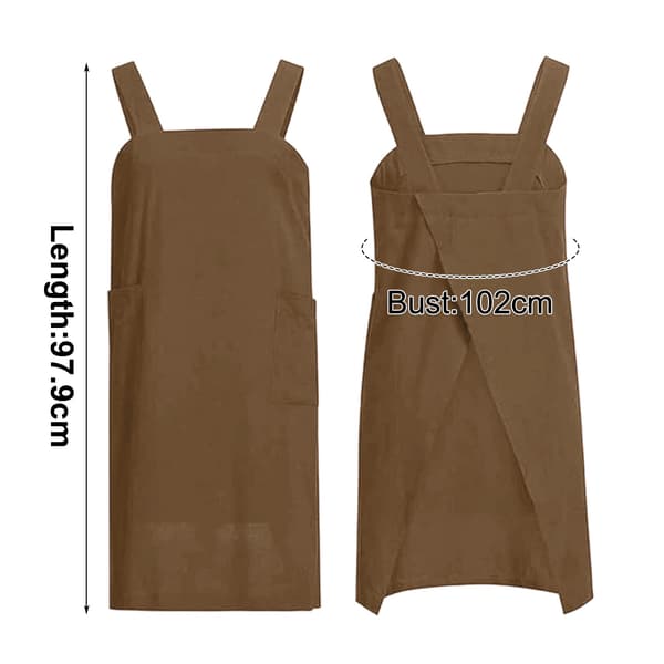 1 stk. bomulls- og linsforkle for kvinner - Khaki - XL