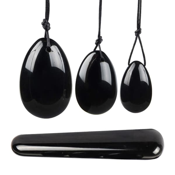 4-osainen Jade Vulva -munasetti - Obsidian