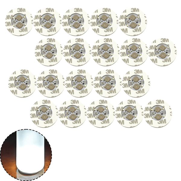 20 stk. LED-lysende koppklistremerker – hvitt lys