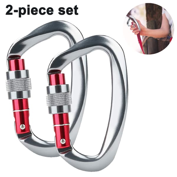 2-delt sett 25KN karabinkrok D-formet spenne - Gun Gray