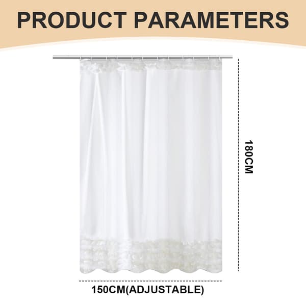 Vit spets polyester duschdraperi-bredd 150*höjd 180 plus metallspänne
