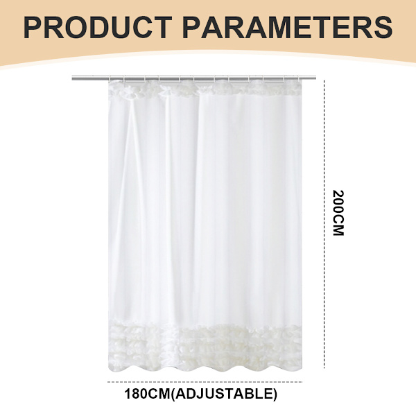 Vit spets polyester duschdraperi-bredd 180*höjd 200 med metallspänne