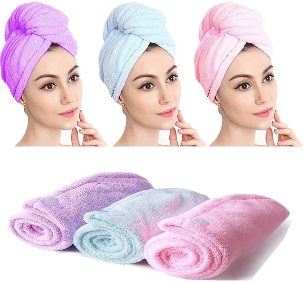 3 st - ljusrosa [1-pack] + blå + lila [2-pack] - mössa för torrt hår