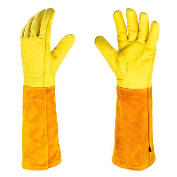 1 par lange havehandsker - brun, M
