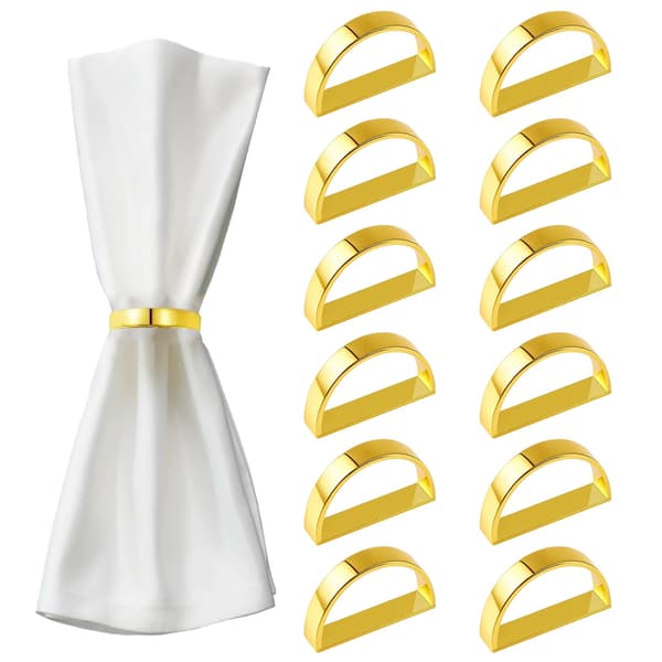 12 st Halvcirkel Servettringar - Guld