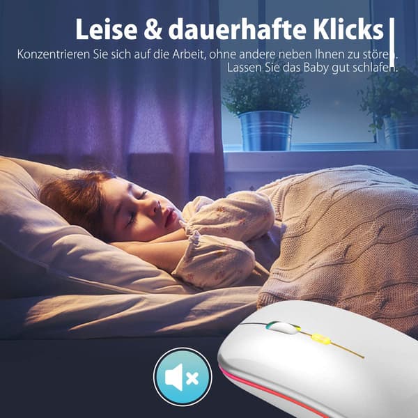 Bluetooth dual-mode trådløs mus opladning lydløs lysende mus - dual-mode Bluetooth lysende - sølv