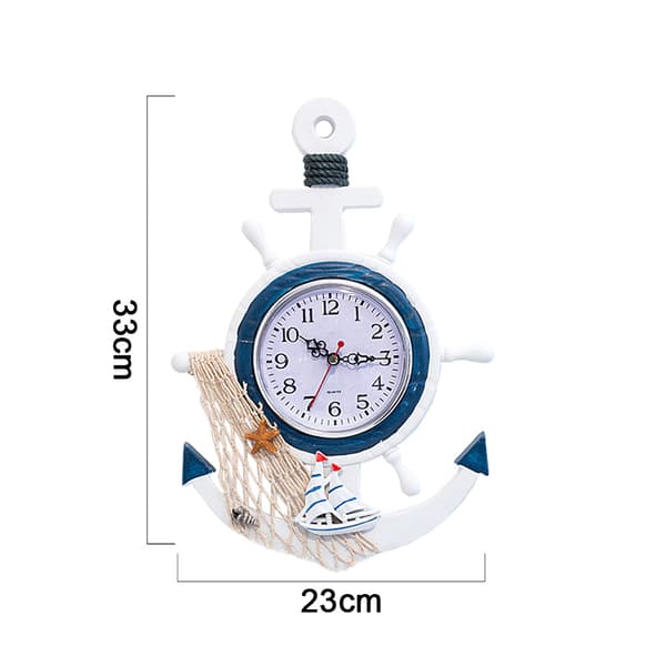 Ankarklocka - 33CM hög 23CM bred - liten väggklocka smidig seglingsmodell
