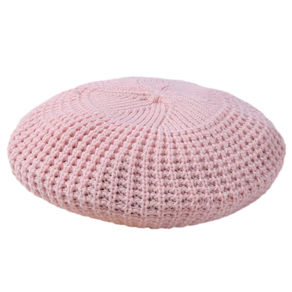 Färgglad stickad basker-rosa-M (56-58cm)