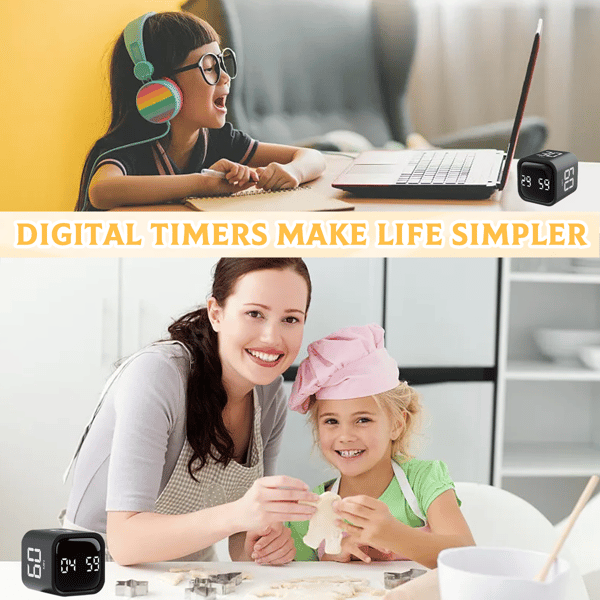 LX-Study Timer Digital Vekkerklokke-F4 Timer Svart