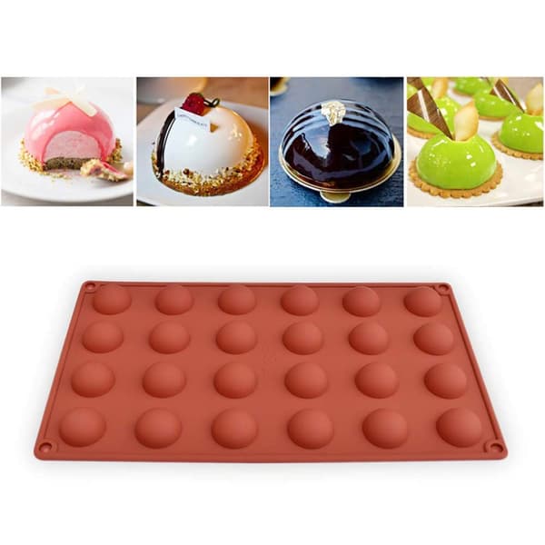 2st 24 3D halvcirkelformad chokladform - tegelröd