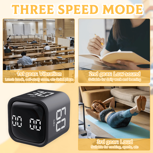 LX-Study Timer Digital Vekkerklokke-F4 Timer Svart