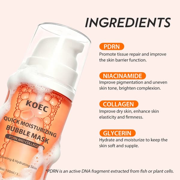 KOEC Collagen PDRN Bubble Mask 30 sekunders snabblyftande bubbelmask