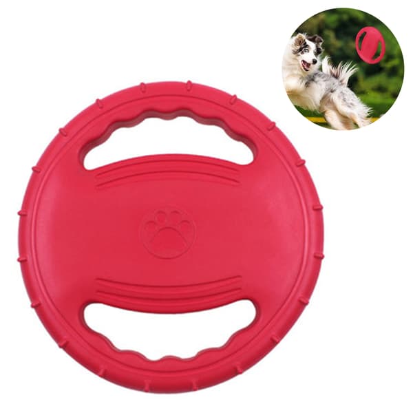 Hundfrisbee med dubbla handtag - röd