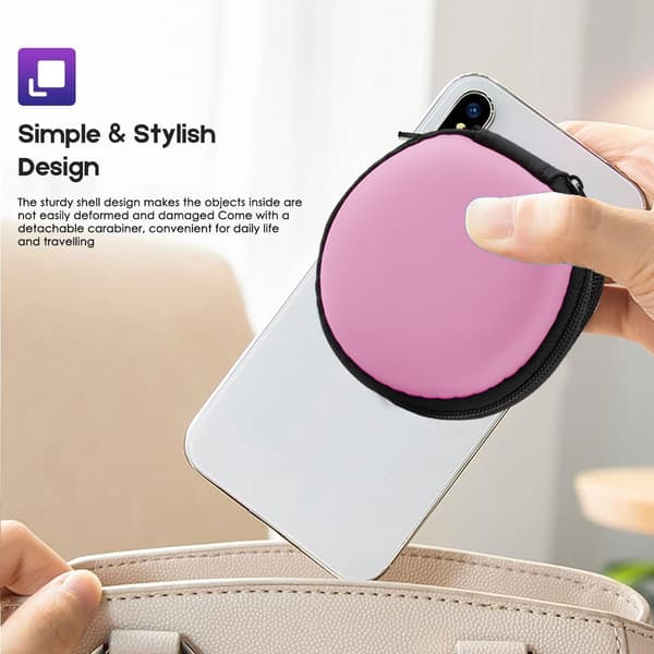 2 stk øretelefon oppbevaringspose-8*8*3 rosa
