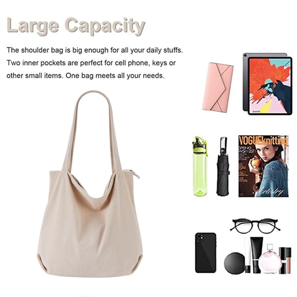 Kordfløyel Canvas Tote Bag - Off-White