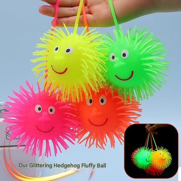 Lysande igelkott Pom-Pom Flicker Ball, 50g Barnleksak, Studsande Leksak