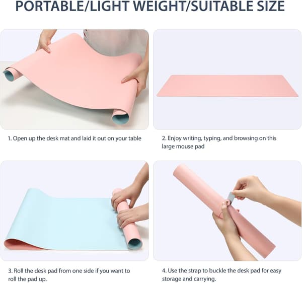Musemåtte i plast - 60*30 cm dobbeltsidet pink+himmelblå