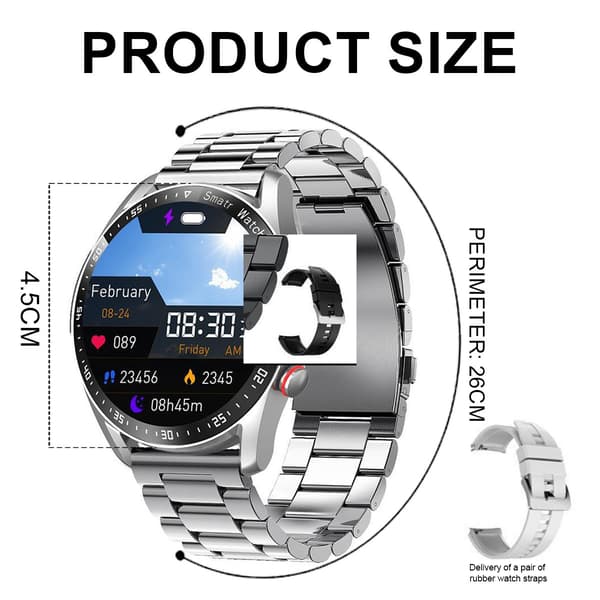 LX-Bluetooth Samtals Smartklocka-Silver Stålband
