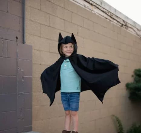 Halloween flagermuskappe/-kappe til børn – Superhelte-kostume (Længde: 70 cm)