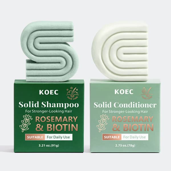 KOEC Ris Hårshampoo og Balsam Sæt - Rensende og Nærende Fast Shampoo og Balsam B