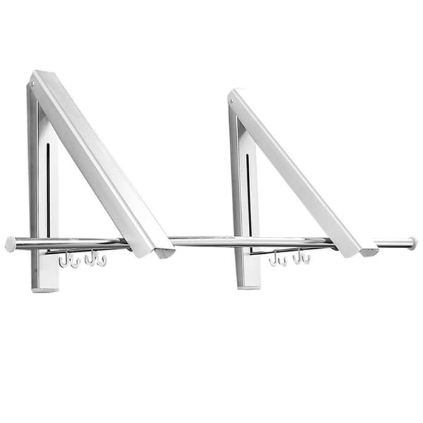 Lys dobbelt 120 cm vandret stang foldbart tørrestativ - uden boring