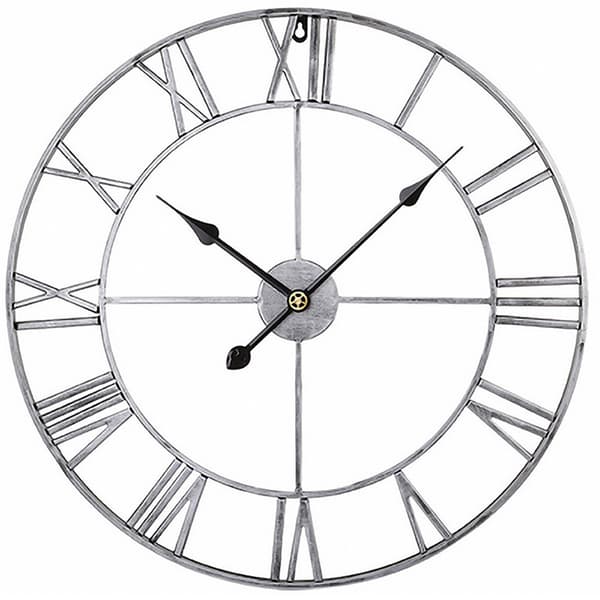 Järn Tyst Digital Väggklocka-A93-40CM Retro Silver Svart Nål