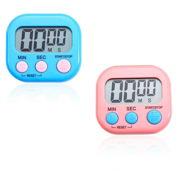 2 stk. timer - rosa + blå - engelsk