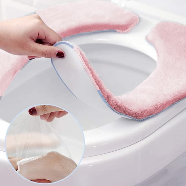 Ett par toalettsitsar - memory foam tjock rosa stor storlek