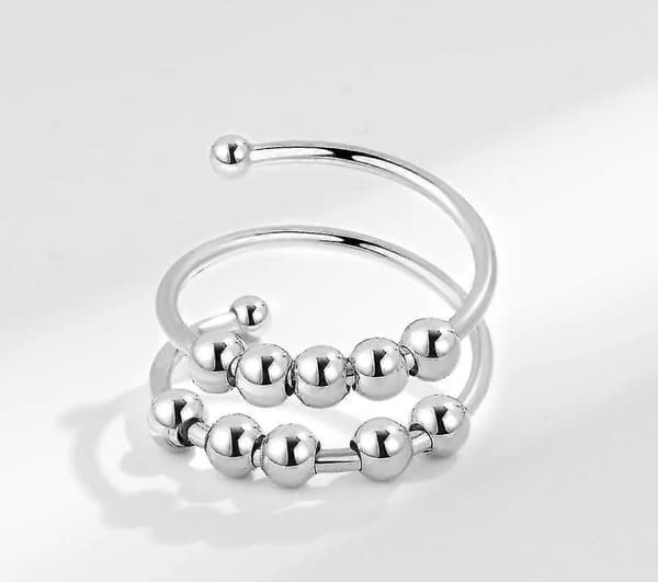Anti-stress Ring Dubbel Justerbar Koppar Platina Silver