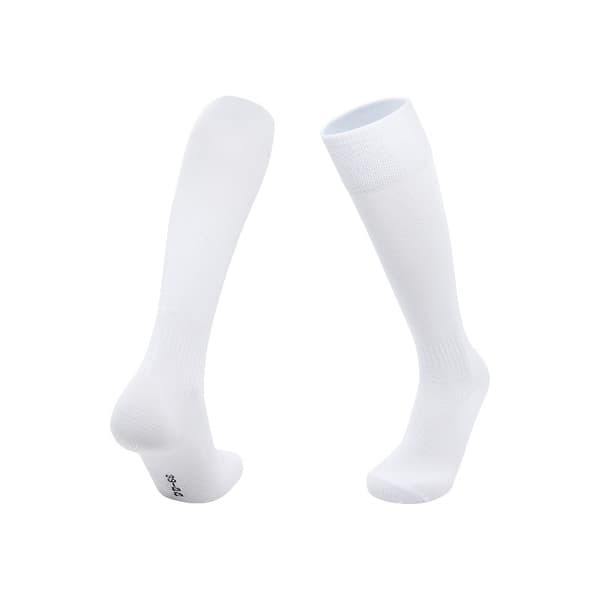 Tynde ensfarvede fodboldstrømper til voksne til efterår og vinter, svedabsorberende og åndbare hvide lange strømper til mænd white M (suitable for shoe size 34-38)