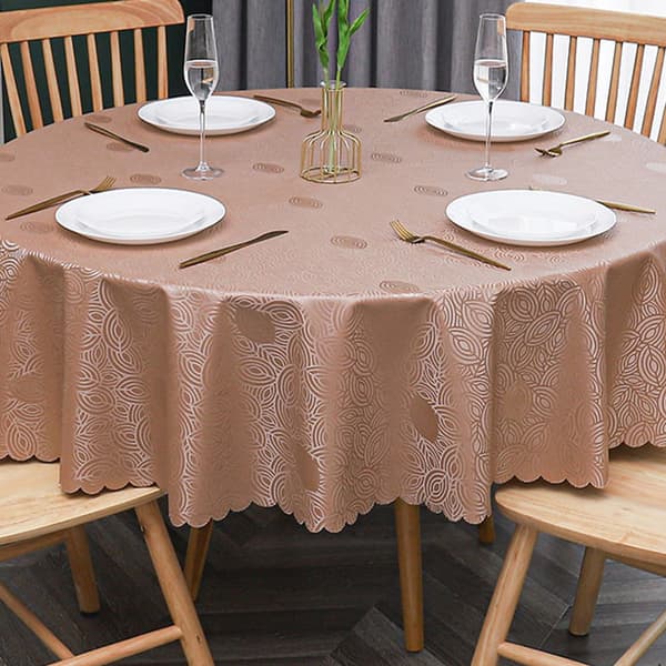 Dug - Blad Kaffe (Tykk) - 180cm Rund Dug