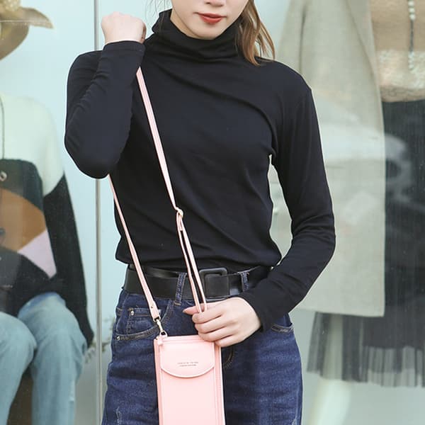 Crossbody-puhelinlompakko - Tummanpinkki