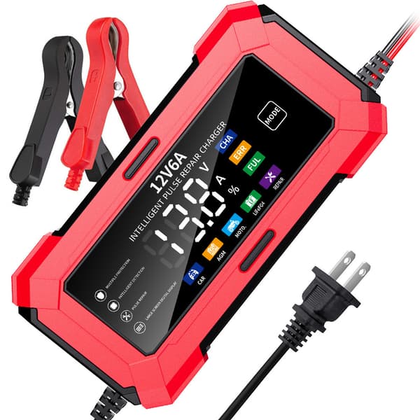 12V 6A lader, billader, motorsykkellader, batterilader