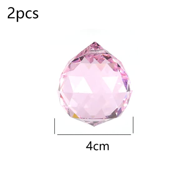 2 STK Farvede Krystalkuglelys - 40 mm Pink