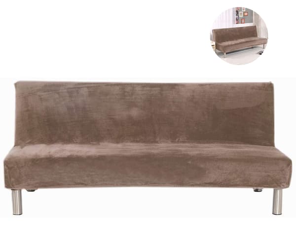 Sofatrekk-Plysj Kamel Sovesofa Queen Size (L)