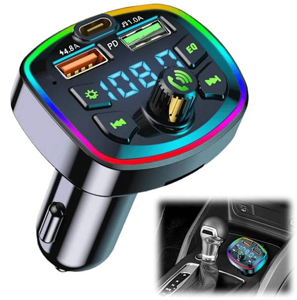 Bluetooth bil FM-sender, Bluetooth 5.0 biltilbehør, håndfri bil Bluetooth, Bluetooth bilmusikadapter (1 stk.)