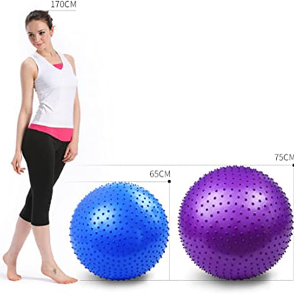 Yogabold massage type-65cm-blå+pumpe+luftudtrækker+luftprop