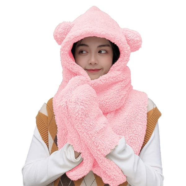 Søde hætteklædte bjørnetørklædehandsker - Pink