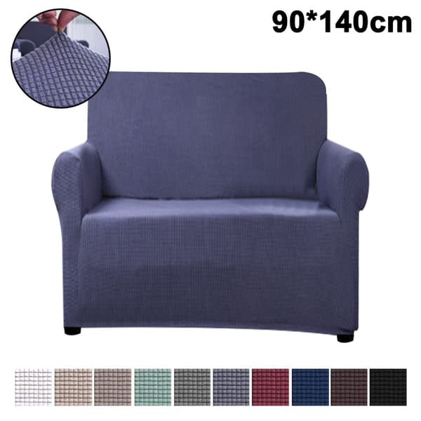90*140cm elastisk sofatrekk - rutete børstet mørkegrå